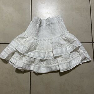 H&M White Tiered Smocked Skater Skirt